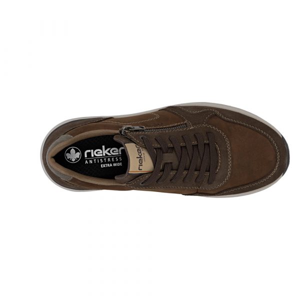 Chaussure homme Cuir Lacet + fermeture éclair Semelle épaisse Grande largeur RIEKER 11500 coloris marron – Image 8