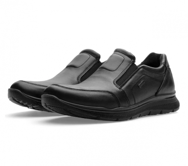 Mocassin homme Élastiqué côtés Membrane GORE TEX imperméable Doublure chaude ARA Benjo Coloris noir. Vue d'ensemble de deux chaussures