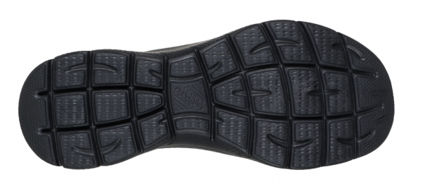 Tennis femme Lacet élastique Textile épais Talon compensé Lavable en machine SKECHERS Summits Coloris noir. Vue de la semelle de dessous d'une chaussure droite.