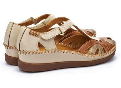 Sandales cuir femme grande largeur talon compensé coloris beige/marron/or PIKOLINOS W8K