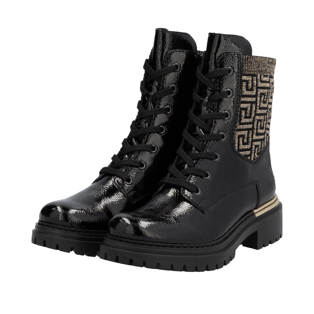 Bottines Plates Femme En Simili Cuir - Lacets Et Fermeture éclair - Tige Cheville - Confortables Et Rétro