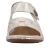Sandale femme grande largeur semelle intérieure amovible cuir et stretch coloris gris perle RIEKER 65989-90
