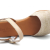 Sandale cuir femme talon compensé large bride semelle intérieure cuir sur gel coloris doré/beige fermeture à boucle EVA FRUTOS