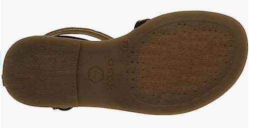 Sandale cuir plate à brides femme arrière fermé par zip fermeture par boucle cheville GEOX Karly vernis noir beige doré