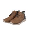 Boots homme mode lacets + zip doublure velours semelle épaisse RIEKER B0603-24 marron. Vue d'ensembe deux chaussures