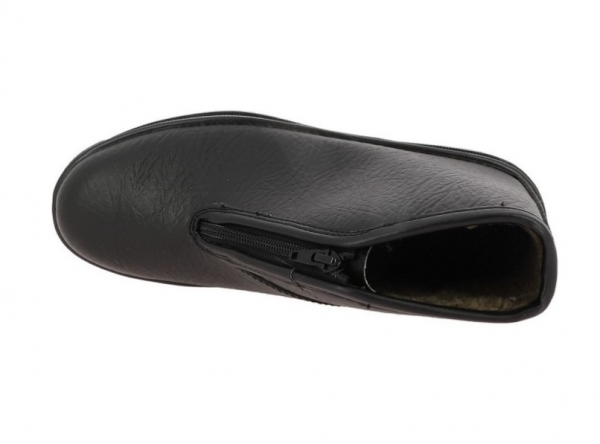 Boots homme cuir enduit doublé chaud fermeture éclair semelle antidérapante MAFER noir. Vue de dessus d'une chaussures droite.