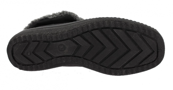 Chaussure Femme Textile imperméable Fermeture Velcro Doublure chaude Bottines Confortables SAMITEX Noir. Vue de la semelle d'une chaussure droite.
