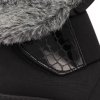 Chaussure Femme Textile imperméable Fermeture Velcro Doublure chaude Bottines Confortables SAMITEX Noir. Détail du velcro avec empiècement croco, chaussure gauche.