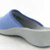 Mules femme été Textile éponge Talon compensé FARGEOT coloris bleu ciel. Vue du profil intérieur et du talon d'une chaussure gauche.