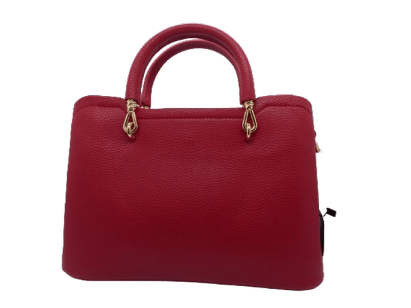 Sac à main femme Multi poches Simili cuir souple Poignées + lanière amovible FLORA&CO PARIS Coloris rouge. Vue arrière du sac.
