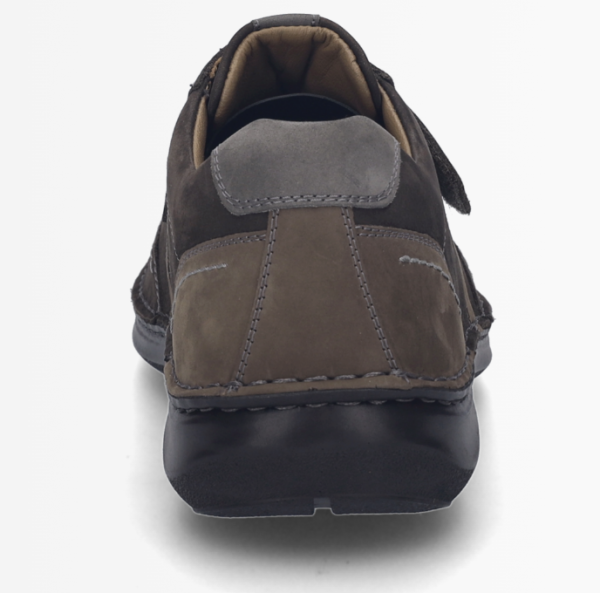 Chaussure homme Velcro élastique Cuir Doublure cuir Extra large Semelle intérieure amovible JOSEF SEIBEL new anvers 15 Coloris marron. Vue de l'arrière d'une sneakers droite faisant apparaître la hauteur du talon.