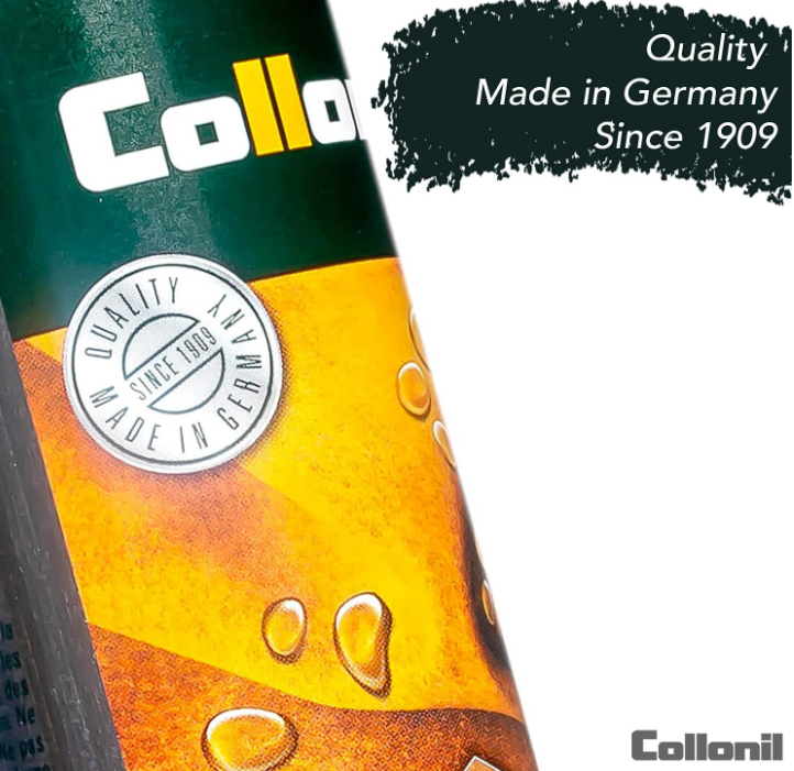 Imperméabilisant Chaussures Nubuk Velours Cuir Daim Bombe spray 200 ml Collonil. Vue de ma mention made in Germany