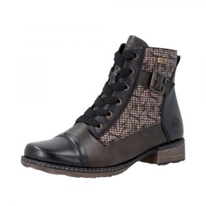 Boots femme Remonte, élégantes avec motif tissé et boucle décorative.